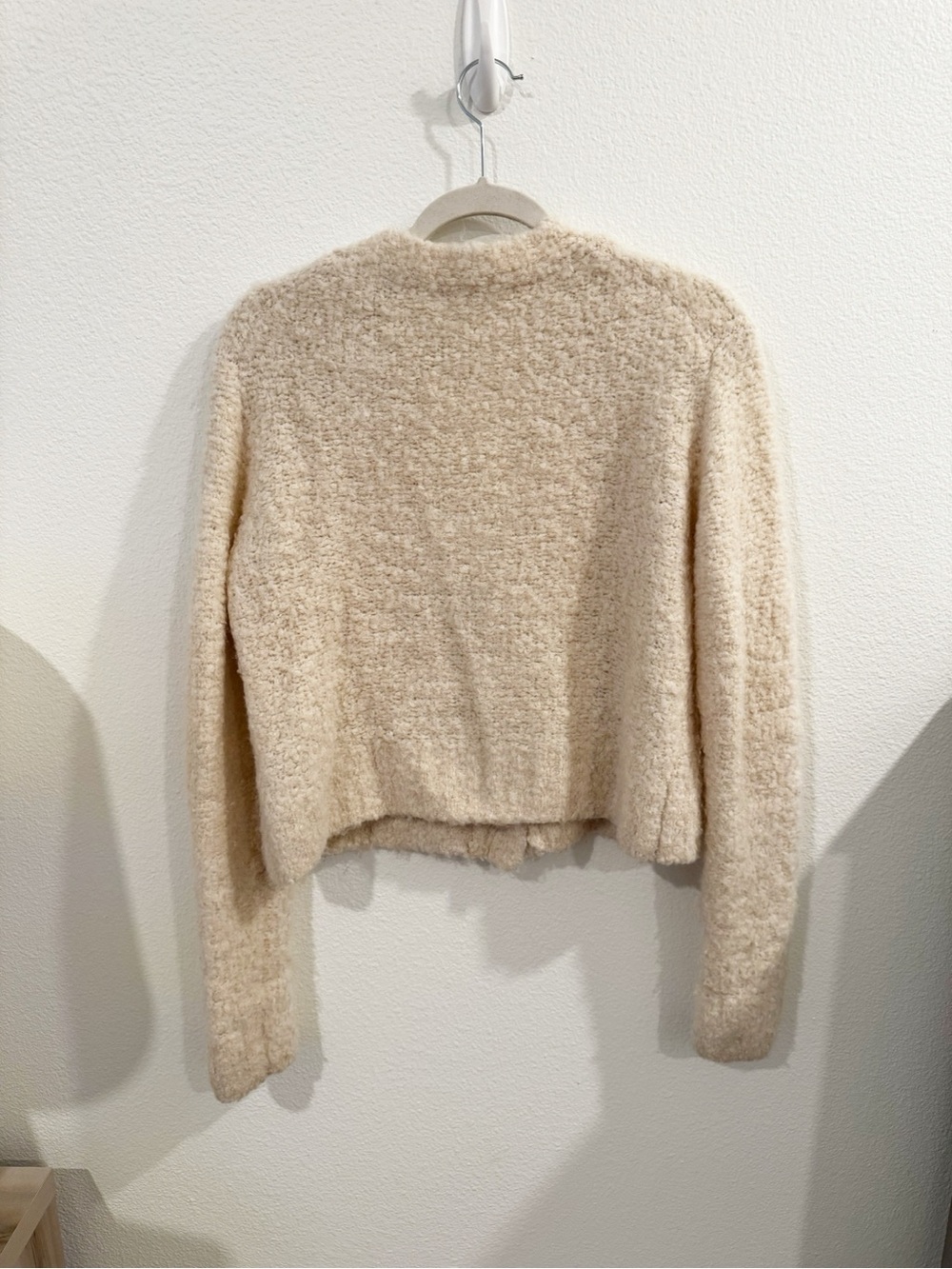ATM Anthony Thomas Melillo Wool Blend Boucle Cropped Cardigan in Chalk Size XS - Picture 6 of 6